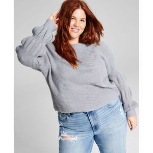 And Now This Trendy Plus Size Puff-Sleeve-Detail Sweater
